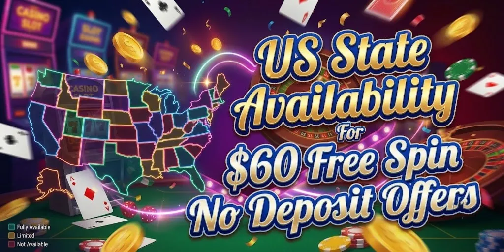 US State Availability For $60 Free Spin No Deposit Offers