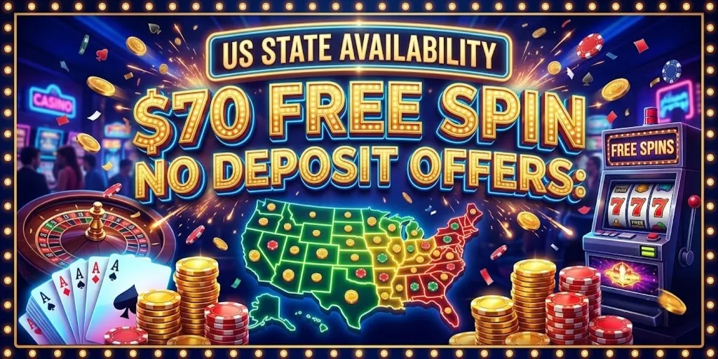US State Availability For $70 Free Spin No Deposit Offers